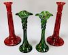 2 PR Welz Candlestick Bohemian Art Glass Vases
