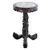 Chinese Export Carved Hardwood/Porcelain Table