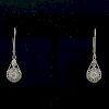 Pair Diamond and 14 K White Gold Earrings