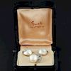 Set Pearl and Diamond Ring and Earrings