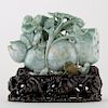 Large Chinese Jade Carving of a Boy on a Lotus Pod