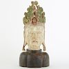 Early 19th c. Chinese Polychrome Wood Guanyin Head