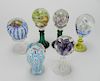 6 Footed Pedestal Art Glass paperweights