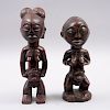 Par de deidades de la fertilidad. Origen Africano, siglo XX. Tallas en madera entintada. Piezas: 2