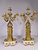 Pair French 19th C Marble Gilt Bronze Candelabras