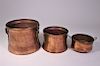 Three Hand Hammered Copper Pots