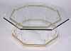 Hill Style Lucite & Gilt, Glass Top Coffee Table