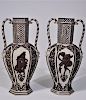 Pair of 2 Antique German Parian Bisque Vases