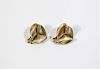 Pair of 14K Gold Clip Earrings, Fan Style