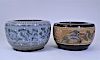 (2) Large Japanese Glazed Stoneware Pot