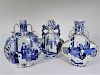 (3) Chinese Blue & White Moon Flask Vases