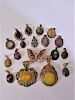 Collection of (17) Inset Colored Stone Pendants