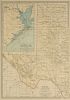 AN ANTIQUE MAP, "Texas, Western Part, with Views of Galveston Bay," NEW YORK, CIRCA 1902,