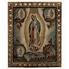 FRANCISCO ANTONIO VALLEJO (MEXICO, 1722 - 1785). OUR LADY OF GUADALUPE WITH THE FOUR APPARITIONS. Oil on copper. 