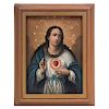 THE SACRED HEART OF MARY. MEXICO, BEGINNING OF THE 20TH CENTURY. Oil on canvas. 