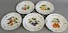Set of five Anna Weatherley porcelain plates "hand painted in Hungary Designed by Anna Weatherley" written on back. dia. 10 in.