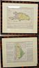 Set of four colored engraved maps, geographical, statistical and historical map of the Windward Islands, Leeward Islands, United pro...