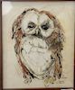 Conner (20th/21st century), Owl, colored pencil on paper, signed and dated "Conner Dec. 09" and inscribed "for DRUE" (lower right), ...