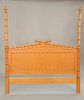 Faux bamboo and maple queen sized bed. ht. 73 in., wd. 62 in., dp. 84 in.