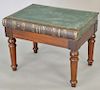 Book-form low table with spine marked DRAWINGS, on turned mahogany legs, 20th century, ht. 10 in., top: 17 1/2" x 24".