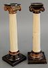 Pair of majolica vitruvian column form candlesticks, impressed model number 4455. ht. 10 1/2 in .