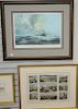 Group of seven framed prints and lithographs to include John Stobart "Gatherer Before the Wind" pencil signed Stobart # 126/750; Mon...