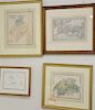 Group of six maps to include Boston 1877 Augustus Mitchell Johnsons lower Canada, White Plains, Scarsdale, Switzerland, Roman Empire...