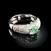 AN 18K WHITE GOLD, EMERALD, AND DIAMOND LADY'S RING,