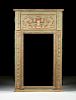 A NEOCLASSICAL REVIVAL STYLE GOLD AND GREEN PAINTED TRUMEAU MIRROR, MODERN,