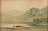 AMERICAN SCHOOL (19th/20th Century) A PAINTING, "Figures working by lake in Landscape,"