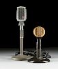 TWO VINTAGE ASTATIC CORP. MICROPHONES, OHIO, MODEL NO. 77 AND A GILT PAINTED BULLET, MID 20TH CENTURY,