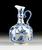 A CHINESE BLUE AND WHITE PAINTED EWER, ARTEMISIA LEAF, KANGXI PERIOD (1662-1722),