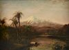 follower of FREDERIC EDWIN CHURCH (American 1826-1900) A SECOND GENERATION HUDSON RIVER SCHOOL PAINTING, "Tamaca Palms," MID 19TH CENTURY,