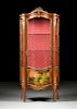 A LOUIS XV STYLE GILT BRONZE MOUNTED AND POLYCHROME PAINTED WALNUT VITRINE, 20TH CENTURY,