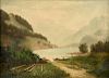 CONTINENTAL SCHOOL (19th Century) A PAINTING, "Lumber in Mountain Valley Landscape,"