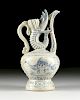 AN UNUSUAL VIETNAMESE/ANNAMESE BLUE AND WHITE PAINTED MANTIS SHRIMP MODELED EWER, SHIPWRECK ARTIFACT, 15TH/16TH CENTURY,