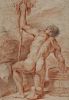 Bolognese School, Late 17th Century  Kneeling Male Nude Harvesting Grapes