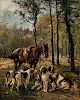 Charles Olivier De Penne (French, 1831-1897)  Hunt Scene with Dogs
