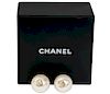 Chanel Faux Pearl Pierced Earrings