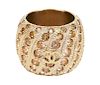 Chanel Wide Gold Band Pink Strass Crystal Ring