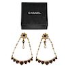 Chanel Large Dangle Pearl & Ruby Earrings