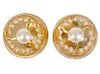 Chanel Vintage Gold Tone Lucite & Pearl Earrings