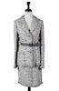 Chanel Grey & Gold Silk Boucle Skirt Suit Sz 40/42