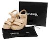 Chanel Calfskin Platform Quilted Sandals Sz 38