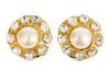 Chanel Vintage Faux Pearl and Crystal Earrings