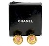 Chanel Gold Hammered & Faux Coral Center Earrings
