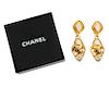 Chanel Gold Vintage Signature Drop Earrings