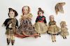 5 Small Bisque Head Dolls