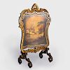 Victorian Black and Polychrome Painted and Parcel-Gilt Double-Sided Firescreen