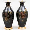 Pair of Victorian Mother-of-Pearl and Black Papier Maché Urn-Form Lamps
